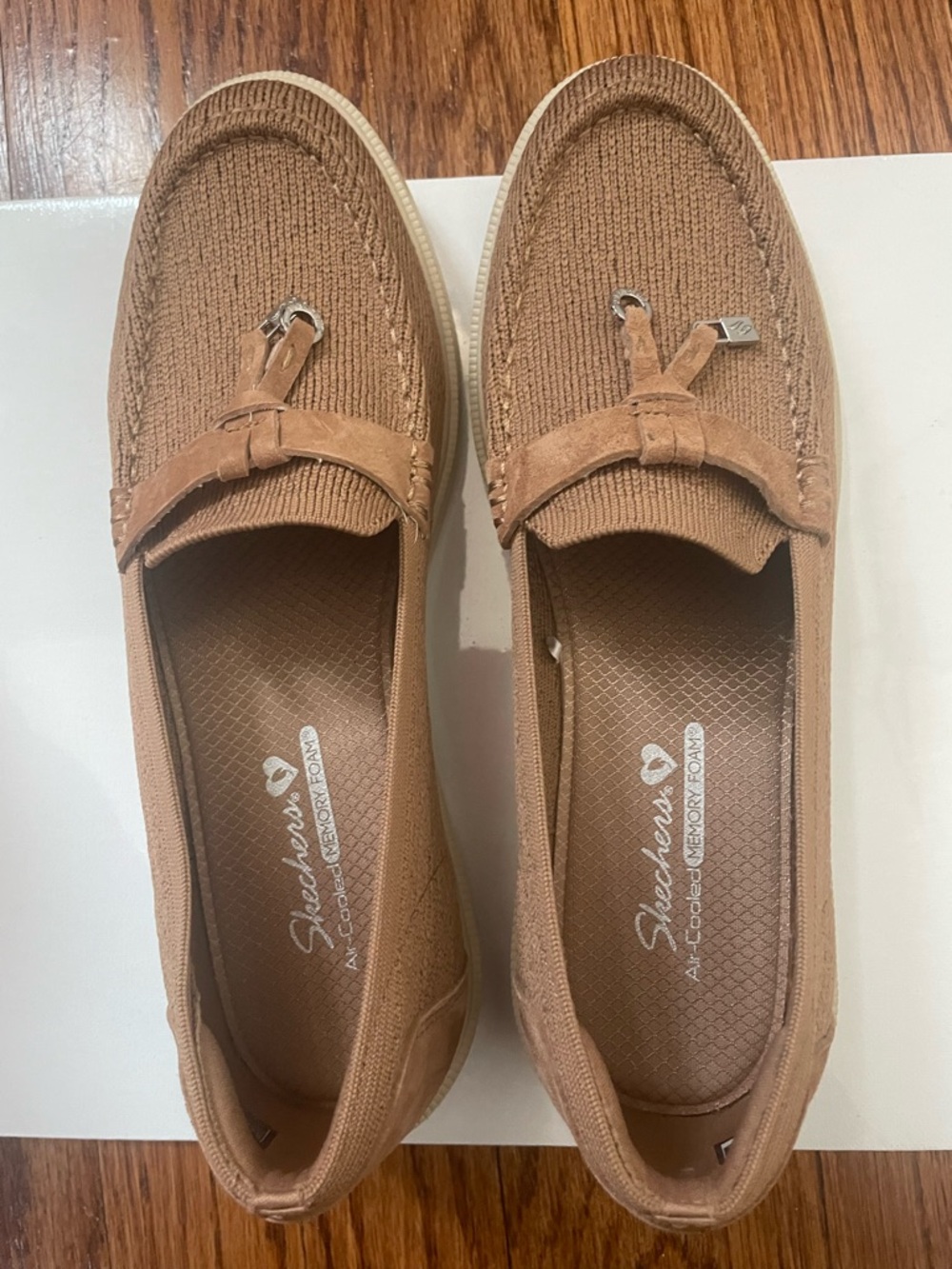 Skechers Women's Light Brown Knit Slip-On Loafers - Picture 4 of 7